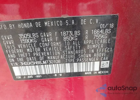 2018 Honda Fit Ex z USA, uszkodzony, nr VIN 3HGGK5H88JM730108